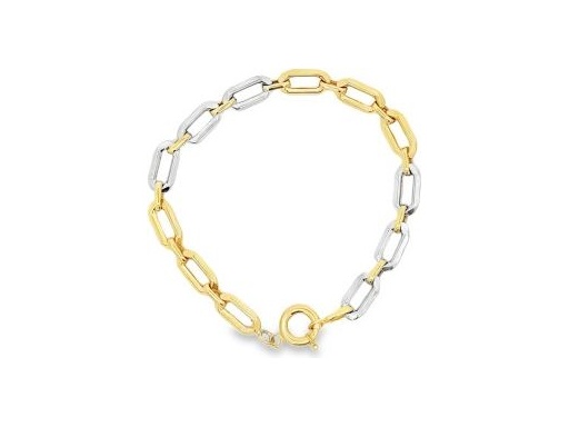 18K Two-Tone Gold Marquise Link Bracelet